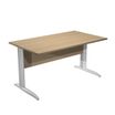 Bureau droit Trend - L140 - Pieds métals - plateau imitation chêne - pied alu