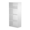Bibliothèque haute Trend - L80xP35xH180 cm - 2 portes en verre dépoli - blanc