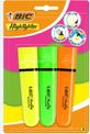BIC Highlighter - Pack de 3 surligneurs - Plat Biseau - Couleurs assorties