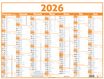Calendrier Classique - 7 mois par face - 210 x 265 mm - orange - Oberthur