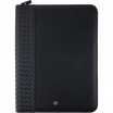 Oberthur Lisbonne - Conférencier A4 Zippé Noir – Élégant en Mix-Matière Tressé/Lisse avec Stylo Tactile et Bloc-Notes – Rangement Cartes