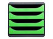 Exacompta BigBox - Module de classement 4 tiroirs - gris/vert pomme