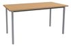 Table de réunion Rectangulaire - 120 x 60 cm - Pieds carrés aluminium - imitation hêtre