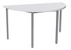 Table de réunion Demi-lune - 120 x 60 cm - Pieds carrés aluminium - Blanc perle