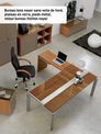 Bureau verre SLIVER - 190 cm - Pieds métal - Noyer et bronze