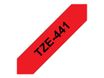 Brother TZe441 - Ruban d'étiquettes auto-adhésives - 1 rouleau (18 mm x 8 m) - fond rouge écriture noire 