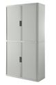 Armoire haute à rideaux EASY OFFICE - 110 x 204 x 41,5 cm - Corps et rideaux gris - Poignée anthracite