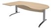 Bureau compact manager retour à gauche IDRA - 200 cm - pieds alu - Chêne clair (pied de renfort obligatoire à rajouter - non inclus)