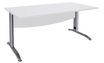 Bureau droit IDRA - L160 cm - Pieds alu - plateau Blanc perle