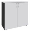 Armoire mi-haute IDRA/DUAL -  L80 x H102 x P47 - 2 portes - 2 tablettes métal DS - Corps anthracite - Portes et dessus Blanc perle