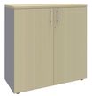 Armoire mi-haute IDRA/DUAL -  L80 x H102 x P47 - 2 portes - 2 tablettes métal DS - Corps alu - Portes et dessus Erable