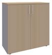 Armoire mi-haute IDRA/DUAL -  L80 x H102 x P47 - 2 portes - 2 tablettes métal DS - Corps alu - Portes et dessus Chêne Clair