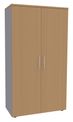 Armoire haute IDRA/DUAL - H180 x L80 x P47 - 2 portes - Corps alu - Portes et dessus imitation Hêtre