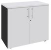 Armoire basse IDRA/DUAL - H72 x L80 x P47 - 2 portes - Corps anthracite - Dessus et portes Blanc perle