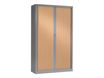 Armoire haute monobloc à rideaux GENERIC - 198 x 120 x 43 cm - corps aluminium - rideaux imitation hêtre