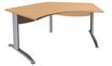 Bureau symétrique 120° IDRA - L185 cm - Pieds alu - plateau imitation Hêtre