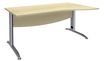 Bureau droit IDRA - Vague à droite - L140 cm - Pieds alu - plateau imitation Erable