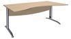 Bureau double vague symétrique IDRA - L180 cm - Pieds alu - plateau imitation Chêne clair
