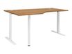 Bureau compact 90° à gauche YES ! - 160 cm - Pieds ajustables blancs - Merisier