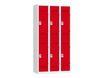 Vestiaire multicases - 3 colonnes - 6 portes - 180 x 90 x 50 cm - gris/rouge