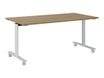 Table de réunion mobile et rabattable YES ! - 140 cm - Pieds blancs - Merisier