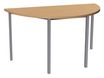 Table de réunion Demi-lune - 120 x 60 cm - Pieds carrés aluminium - imitation hêtre