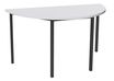 Table de réunion Demi-lune - 140 x 70 cm - Pieds carrés anthracite - Blanc perle