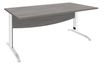 Bureau droit IDRA - L180 cm - Pieds blanc - plateau imitation Chêne gris