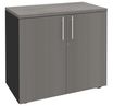 Armoire basse IDRA/DUAL - H72 x L80 x P47 - 2 portes - Corps anthracite - Dessus et portes imitation Chêne gris