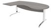 Bureau compact manager retour à gauche IDRA - 200 cm - pieds blanc - Chêne gris (pied de renfort obligatoire à rajouter - non inclus)