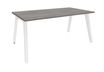 Bureau simple STEELY - L180 cm - pied blanc - plateau imitation Chêne gris