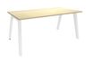 Bureau simple STEELY - L140 cm - pied blanc - plateau imitation Erable