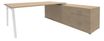 Bureau STEELY Manager - L180 x P100 x H72,5 cm - console retour à droite (2 tiroirs) L200 x P60 x H72,5 cm - pieds blanc - plateau imitation chêne clair