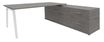 Bureau STEELY Manager - L180 x P100 x H72,5 cm - console retour à droite (2 tiroirs) L200 x P60 x H72,5 cm - pieds blanc - plateau imitation chêne gris