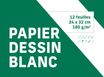 Pochette papier à dessin - 12 feuilles - 24 x 32 cm - 180 gr - blanc