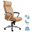 Fauteuil de bureau WILLIAM - accoudoirs articulés - appui-tête intégré - cuir Camel