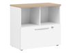 Rangement bas YES ! - L80 x H74 x P42 - 2 cases / 1 tiroir - Façade blanche - Dessus chêne