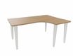 Bureau compact 90° à droite EVIDENCE - Pieds blancs - Plateau imitation chêne clair