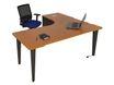Bureau compact 90° à gauche EVIDENCE - Pieds anthracites - Plateau imitation merisier