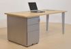 Caisson hauteur bureau 60 cm EVIDENCE - 2 tiroirs + 1 tiroir dossiers suspendus - corps aluminium - top imitation chêne clair