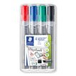 4007817356050-STAEDTLER LUMOCOLOR 356 - Pack de 4 marqueurs permanents - pointe biseau - couleurs assorties-P_3561_1-0