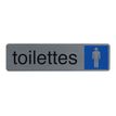 3130630671596-Exacompta - Plaque de signalisation Toilettes hommes - 165 x 44 mm - aluminium brossé-Avant-0