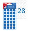 APLI-Agipa - Permanente kleeflaag - blauw - 15 mm rond 168 etiket(ten) (6 vel(len) x 28) etiketten