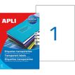 Apli Agipa - 20 Étiquettes transparentes impression laser - 210 x 297 mm - coins droits - réf 130146