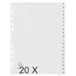 Exacompta - verdeler - 20 onderdelen - 225 x 297 mm - met tabbladen - wit