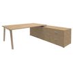 3253310171794-Bureau WOODY Manager - L210 x P100 x H72,5 cm - console retour à droite L200 x P60 cm - pieds blanc - -P_400001886_1-0