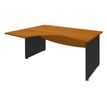 Bureau compact à gauche DUAL - L160 cm - Pieds Anthracite - plateau imitation Merisier (Pieds de renfort ou caisson bout de bureau obligatoire à rajouter - non inclus)