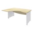 Bureau compact à gauche DUAL - L160 cm - Pieds blanc - plateau imitation Erable (Pieds de renfort ou caisson bout de bureau obligatoire à rajouter - non inclus)