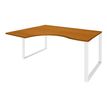 0404000123316-Bureau compact LOFTER - L160 cm - Retour à gauche - Plateau imitation Merisier - pied Blanc - (pied de renfort obligat-P_400012331_1-0