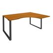 Bureau compact LOFTER - L180 cm - Retour à droite - Plateau imitation Merisier - pied Carbone - (pied de renfort obligatoire à rajouter - non inclus)